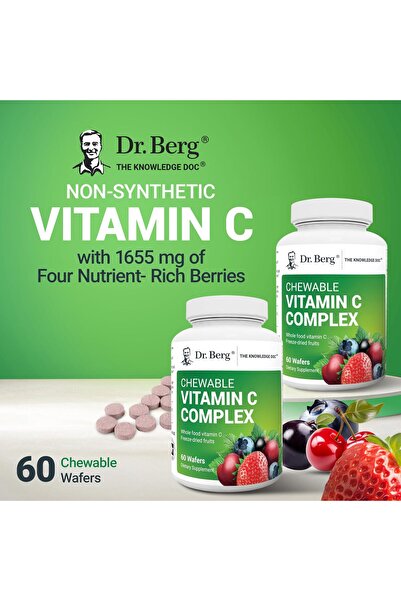 Dr. Berg Nutritionals Dr. Berg Chewable Vitamin C Complex - Made with Organic, Non-GMO Berries - 60 Delicious Wafers