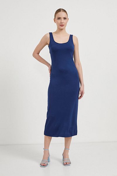 Arma Life Rochie lungă de vară, albastru bleumarin, cu bretele de bază pentru femei