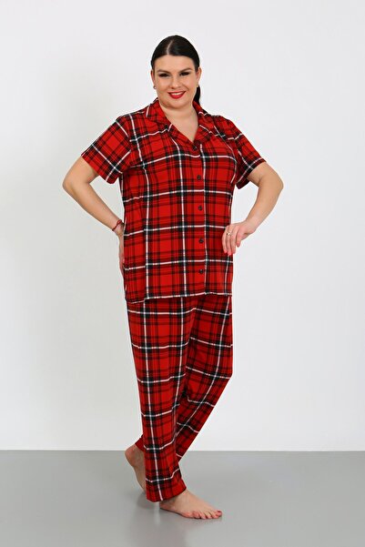 nisaNCa Plus Size Short-Sleeved Milan Shirt Pajamas Set-Young Mother Series