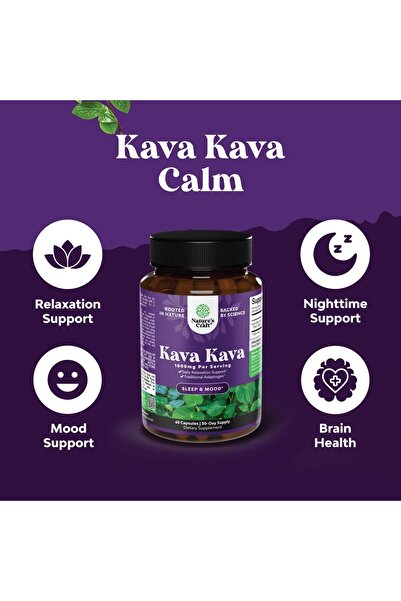 Natures Craft Kava Kava Root Extract 1000mg - Mood, Stress & Sleep Support - 30 Capsules