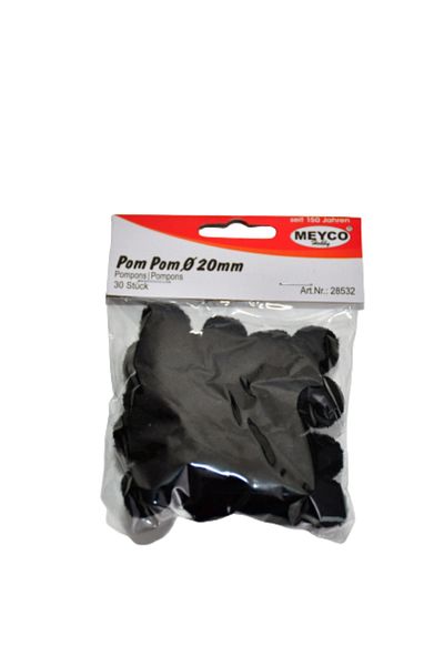 Meyco Pom-pom, 30 pcs, 20 mm, black, art & craft accessories for children