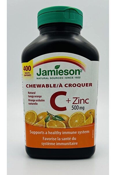 SNANA Jamieson Chewable Vitamin C + Zinc 500mg, Natural Tangy Orange, 400 Tab...