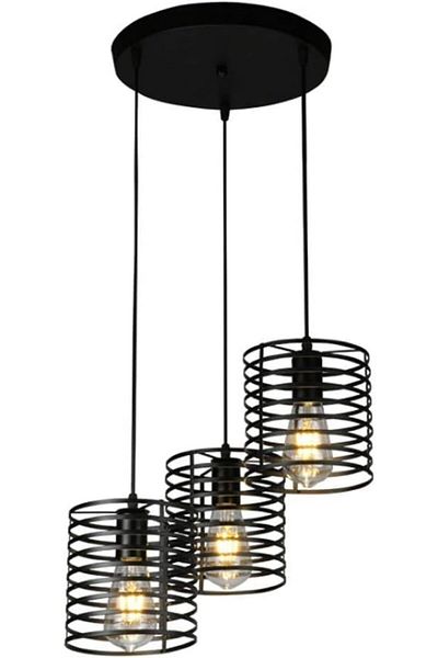 A F N LIGHTING A F N LIGHTINGS 3-Light Industrial Retro Chandelier, Vintage Metal Wire Cage Pendant Light