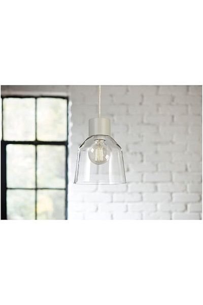 A F N LIGHTING A F N LIGHTINGS Gray French Country Pendant Light, Clear Glass Bell Mini Hanging Light