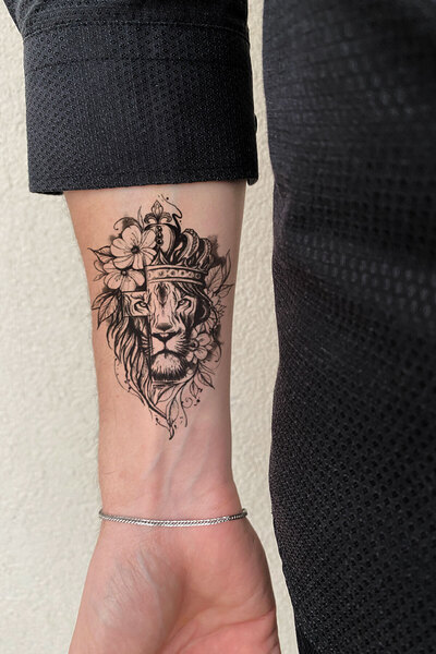 BiWini Aslan Tattoo Geçici Dövme Tattoo Bilek Kol Bacak Ve Göğüs Arası Erkek Kadın