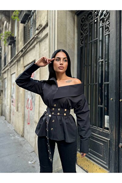 Supremacy SİYAH GOLD ÇITÇIT DETAYLI GÖMLEK KEMERLİ