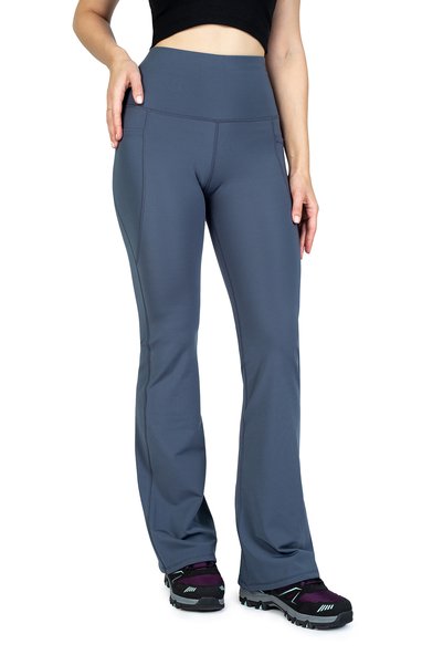 The Step Sports Spanish Style Gray Winter Thermal Leggings with Fleece Lining and Pockets, High Waist and Slimming Effect