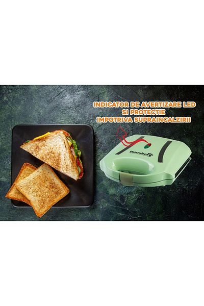 Hausberg Sendvičovač Hausberg HB-3535VR, 800 W, zelený, grilovací model