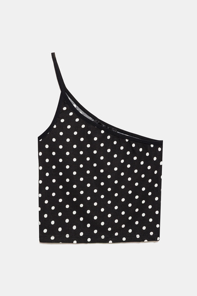 No Matter What Polka Dot Crop with Single Shoulder Strap