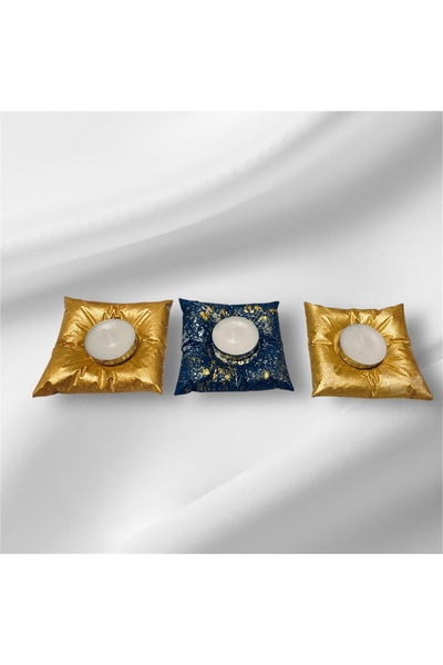 Great Fast Zarif Yastık Tealight Mumluk Seti - 3 Adet, Şık Dekoratif Mum Işığ...
