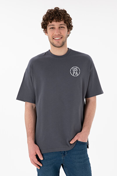 U.S. Polo Assn. Erkek Oversize Fit Bisiklet Yaka Antrasit Tişört 50305904-VR006