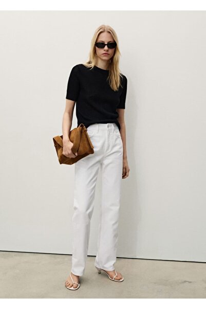 MANGO Woman Pantaloni de blugi cu talie medie cu croiala dreaptă Matilda
