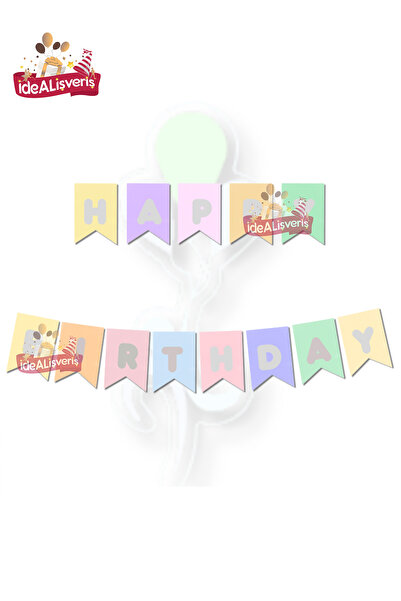 BKMC PARTY Happy Birthday Silver Leaf Banner Birthday Lettering