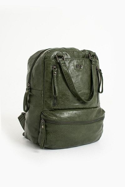 571 Collections Çanta Green Faux Leather Backpack - Model 571-9-12D