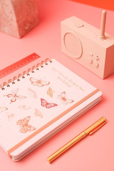 Matt Notebook Blocnotes A5 Comestibil de lux cu spirală, 15x21 cm, Motiv Fluturi