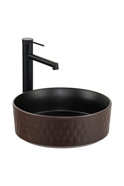 LENA TEZGAHÜSTÜ LAVABO (MAT KAHVE-SİYAH) E-W5001KS