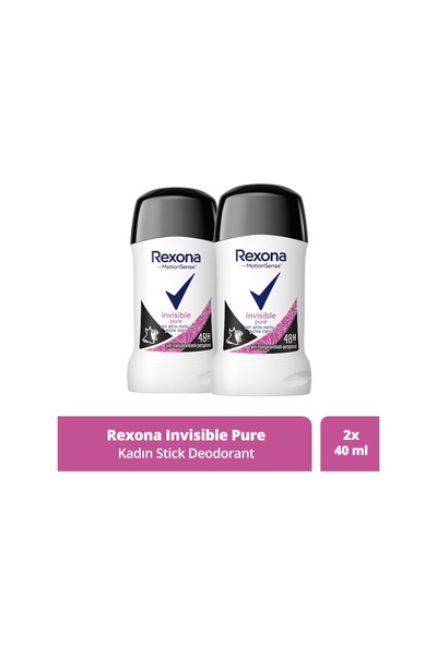 Rexona Invisible Pure 48H Kadın Stick Deodorant 2 x 40 ML