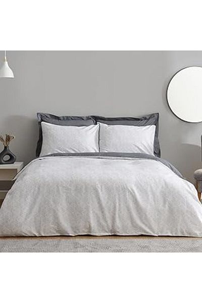 Hepta Collection طقم غطاء لحاف فردي من Karaca Home Ferne مصنوع من القطن بنسبة 100% باللون الرمادي