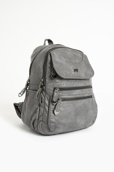 571 Collections Çanta Gray Faux Leather Backpack - Model 571-11-12G