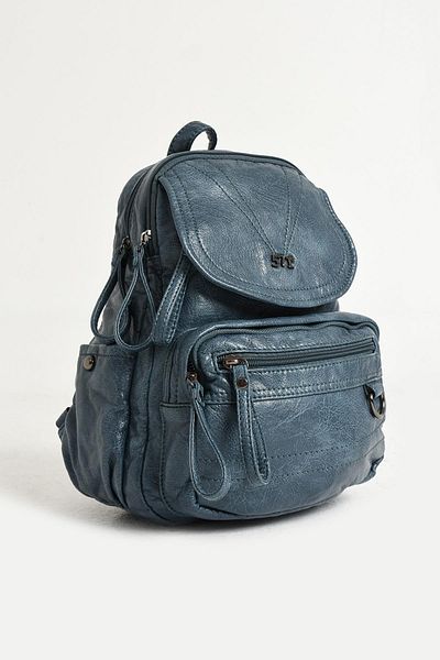 571 Collections Çanta Rucsac moale din piele artificială albastră - Model 571-11-12H