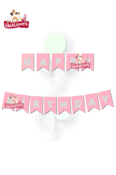 BKMC PARTY Happy Birthday Silver Leaf Banner Birthday Lettering