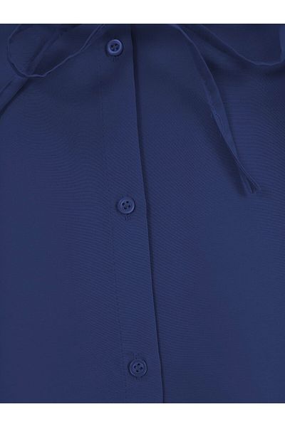 Modamorfo Poplin Shirt with Stand Collar and Cape Detail - Navy