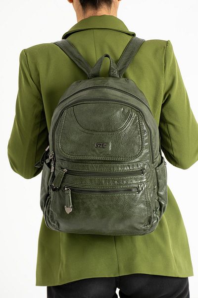 571 Collections Çanta Green Faux Leather Backpack - Model 571-11-12G