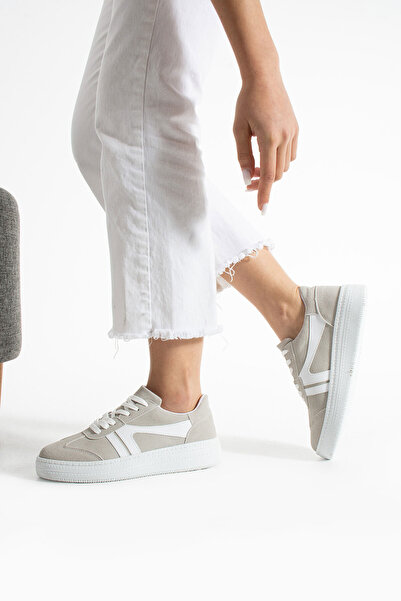 Getcho Ugarte Kadın Buz Beyaz Günlük Sneaker Şık Retro Taban Detay Rahat Enerjik Spor Ayakkabı Modeli