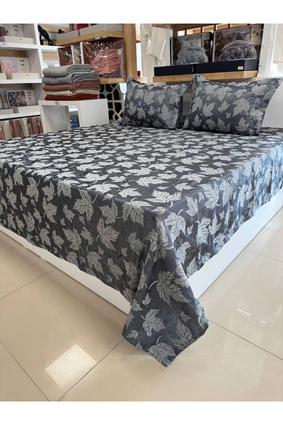 Sudemhome Jacquard Chenille Fabric Avant-Garde Dowry Bed Cover Set Sycamore Leaf Patterned Anthracite