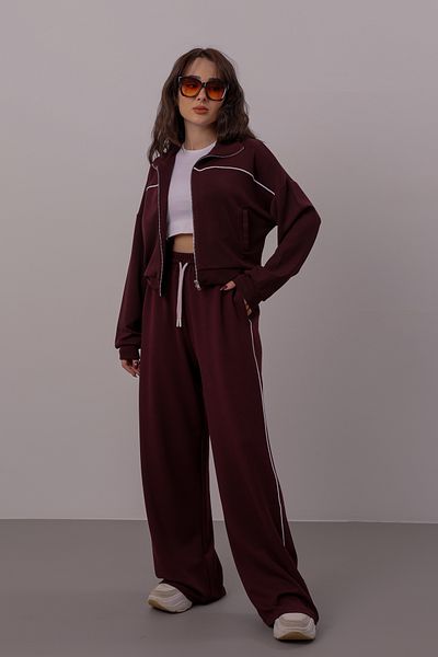 FACETTE طقم بدلة رياضية نسائية باللون العنابي
