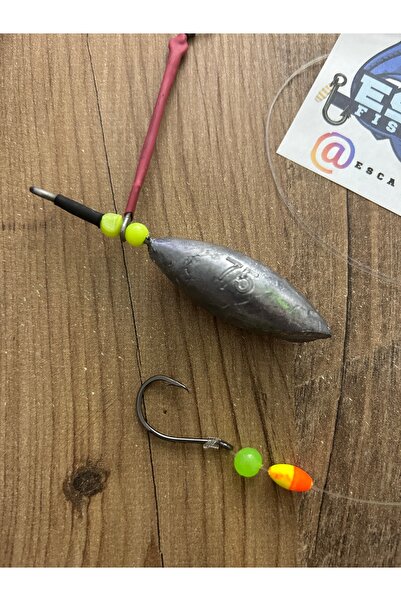 esca fishing 75 Gram Surf Kurşun FluoroCarbon Misina 0.45 Tek İğne Chinu Model Cipura Levrek Hazır Takım
