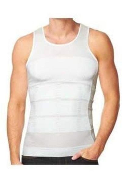 Momslab Men's Black and White 2-Piece Corset Undershirt, Belly Gathering Undershirt