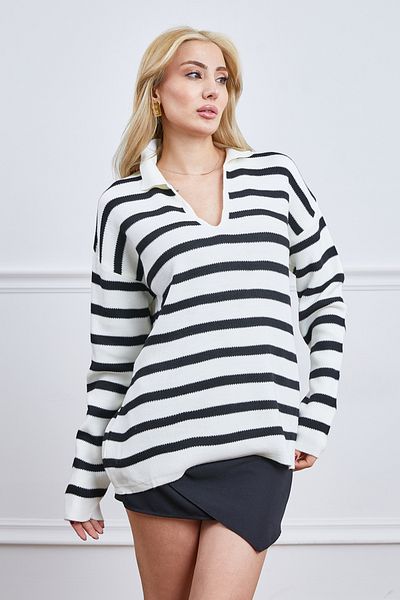 DPARİS Striped polo collar knitwear sweater
