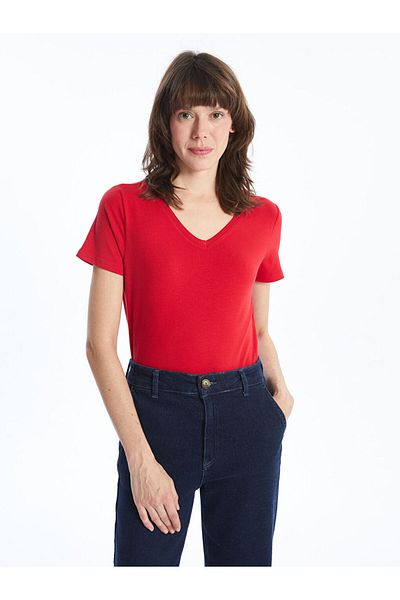 LC Waikiki Orange V-Neck Women's T-Shirt
