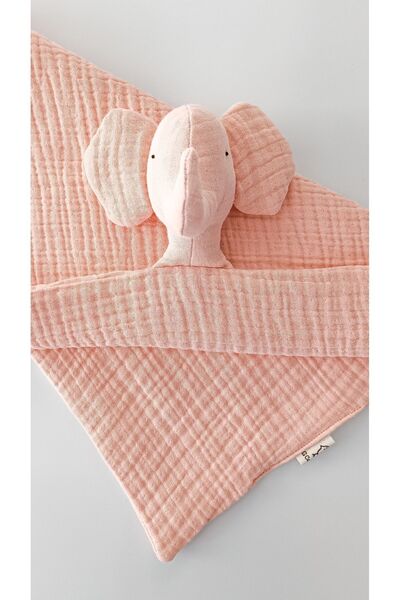 O&G Collection Sevimli Fil Pudra %100 Pamuklu 8 Katlı Müslin Uyku Arkadaşı Be...