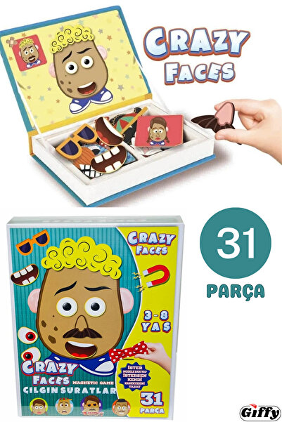 giffy Oyuncak Manyetik Magnet 31 Parça Eğlenceli Suratlar Tamamlama Puzzle Oy...