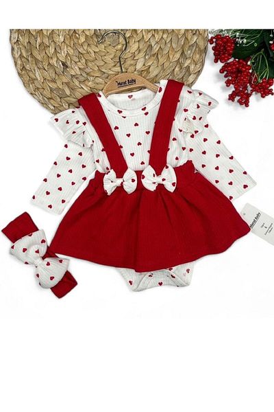 cacobutik Baby Girl Ribbed Salopet Dress Patterned