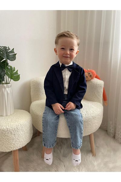Mişsa Bebe Boy's Shirt Suit with Body Suit