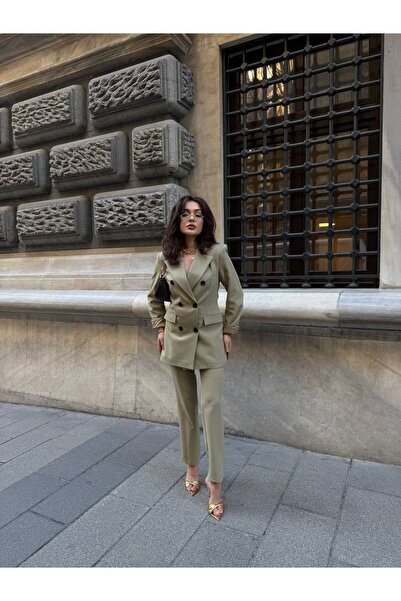 STMT BUTİK Set jachetă și pantaloni cu detaliu cu nasturi în față - Moda eleg...