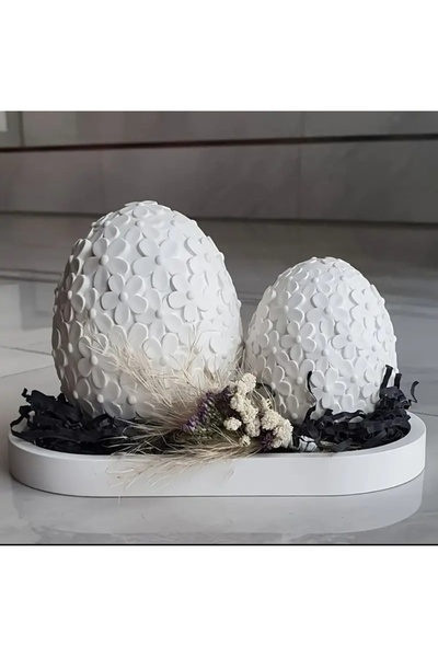 Minima Art Studio İkili Dekoratif Çiçekli Yumurta Set Paskalya Yumurtası