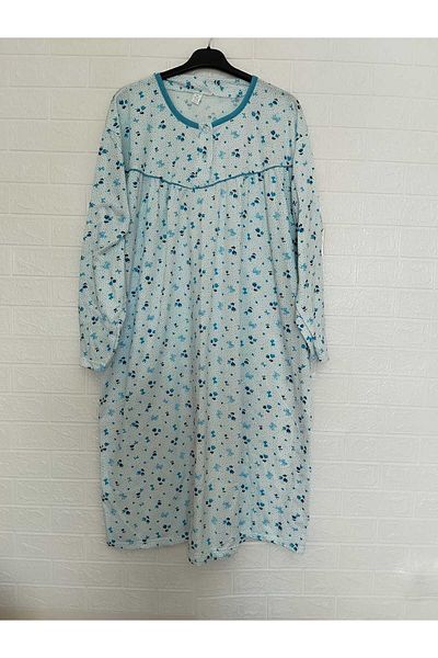 anne moda ankara Cămașă de noapte pentru mama din bumbac oversize de iarnă - cu panglică, 3 nasturi, mărime mare