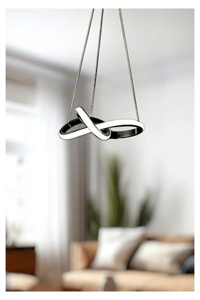 Ece Aydınlatma Kleo Black Case, White Led Light Modern Led Chandelier for Living Room, Entrance, Kitchen