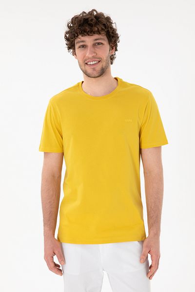 U.S. Polo Assn. Men's Regular Fit Crew Neck Yellow Basic T-Shirt 50305928-Vr094