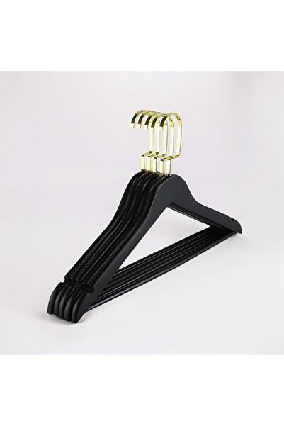 menofis Siyah Ahşap Askı Kıyafet Elbise Gömlek Ve Pantolon Askısı Amerikan Kancalı Özel Seri 24 Adet