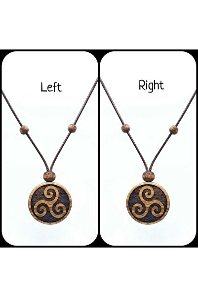 Genel Markalar Triskele, Triskelion, Kişiye Özel Boncuklu Ahşap Kolye, 3 Lü S...