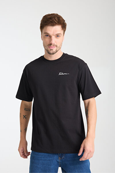 KAPHONE Ανδρικό μπλουζάκι με λαιμόκοψη μελλοντικής εκτύπωσης με λεπτομέρειες