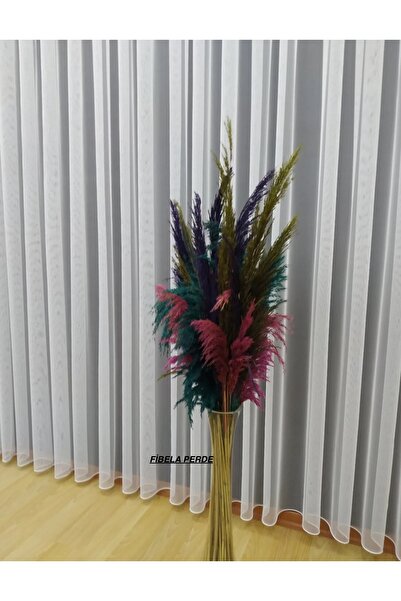 FİBELA PERDE CULOARE ALBĂ, 1/3 pliată, modernă, elegantă, simplă, din tul grecesc, nu necesită călcat, nu se zgârie (pliat cu pliuri fine)