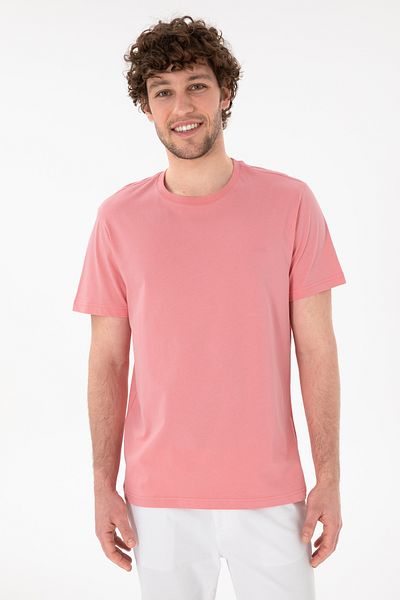 U.S. Polo Assn. Men's Regular Fit Crew Neck Pink Basic T-Shirt 50305928-Vr041