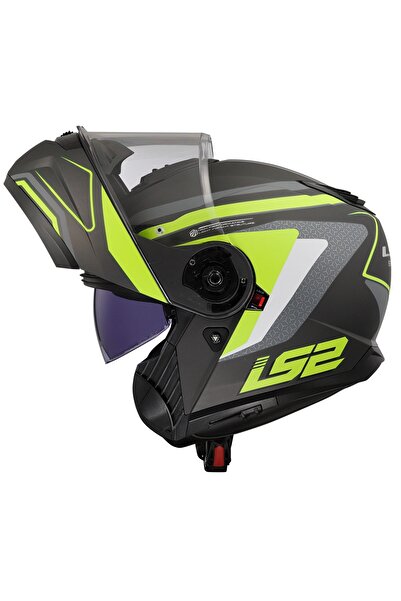 LS2 STROBE 2 ÇENE AÇILIR KASK PHANTOM MAT TITANIUM NEON SARI