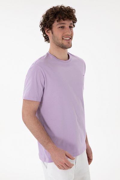 U.S. Polo Assn. Men's Regular Fit Crew Neck Lilac Basic T-Shirt 50305928-Vr034
